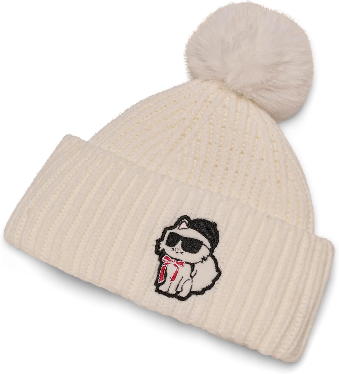 Karl Lagerfeld Girls Sassy Choupette Faux Fur Pom Beanie - Image 2