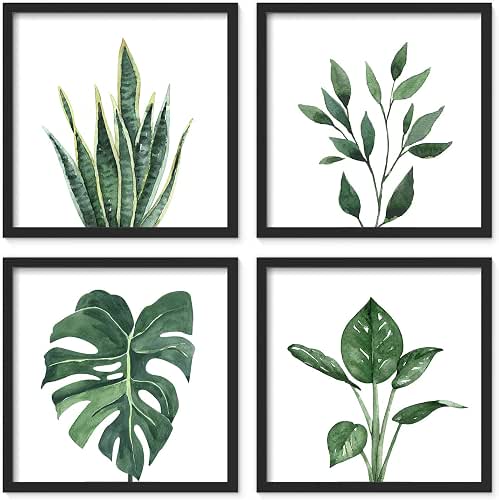 ArtbyHannah Framed Bathroom Wall Art Decor, 10x10 Inch 4 Pack