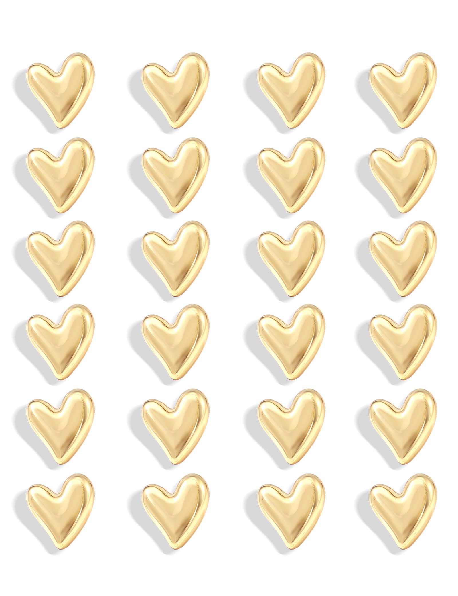 24PCS Gold Fridge Magnets Cute Love Heart Refrigerator Magnets, Decorative Magnets for Whiteboard Cabinet Locker, Lovely Fun Magnets for Classroom Home Kitchen Office