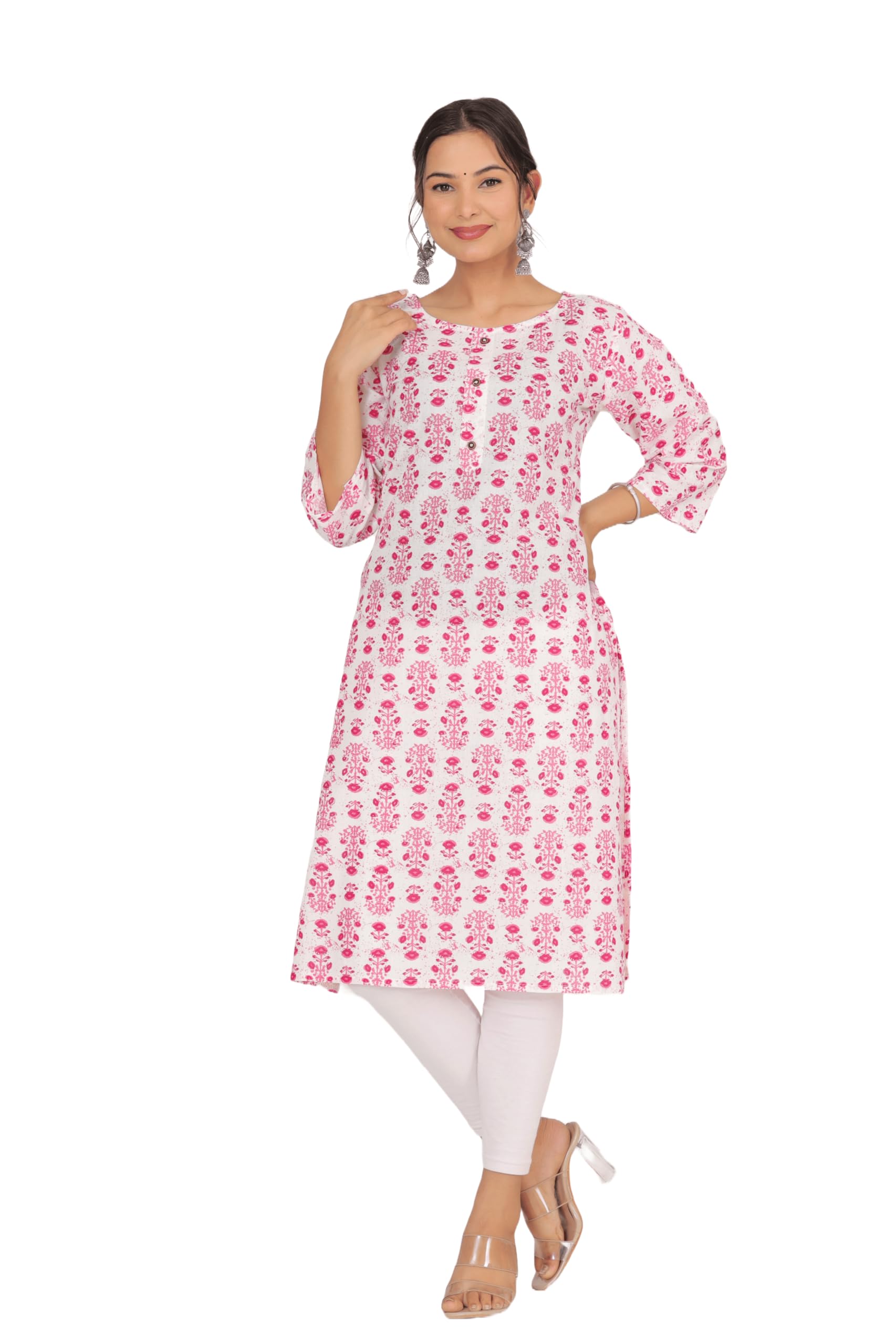 Adhishree trends Women's 100% Pure Cotton Full Printed Straight Kurti – Comfortable & Stylish Ethnic Wear