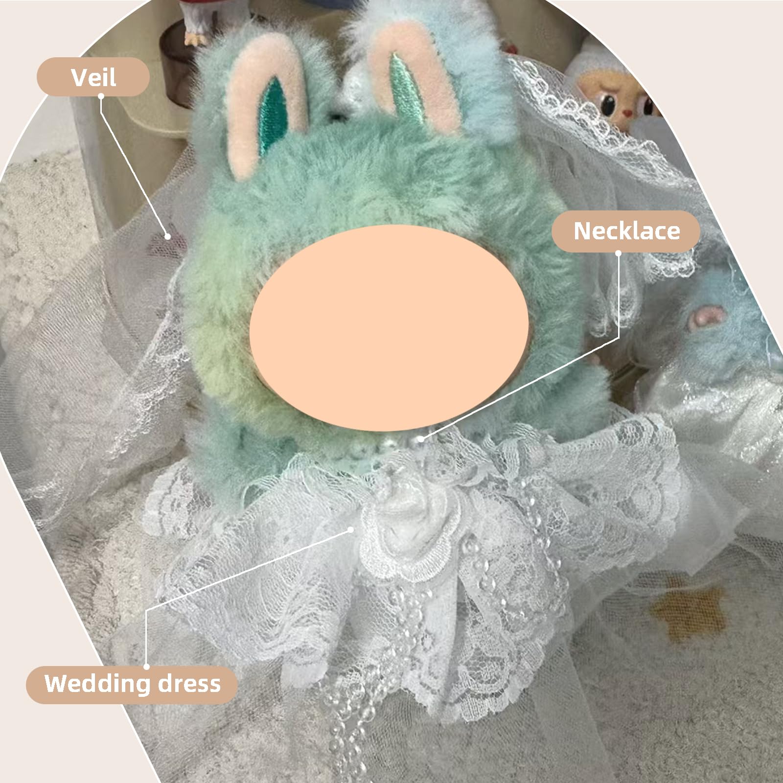17cm Puppen Hochzeitskleid Set - Elegantes weißes Kleid mit Schleier & Perlenkette 3-teiliges Brautoutfit für Modepuppen (Puppe nicht enthalten)