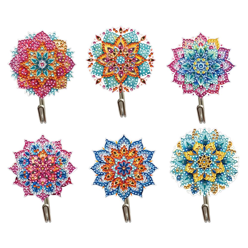 Fiorky E 6Pcs Plants Rhineston Painting Keychain Hanger Diamond Painting Art Hooks Diamond Art Craft Wall Hooks For Hom Offic Decor, Forty Gifts