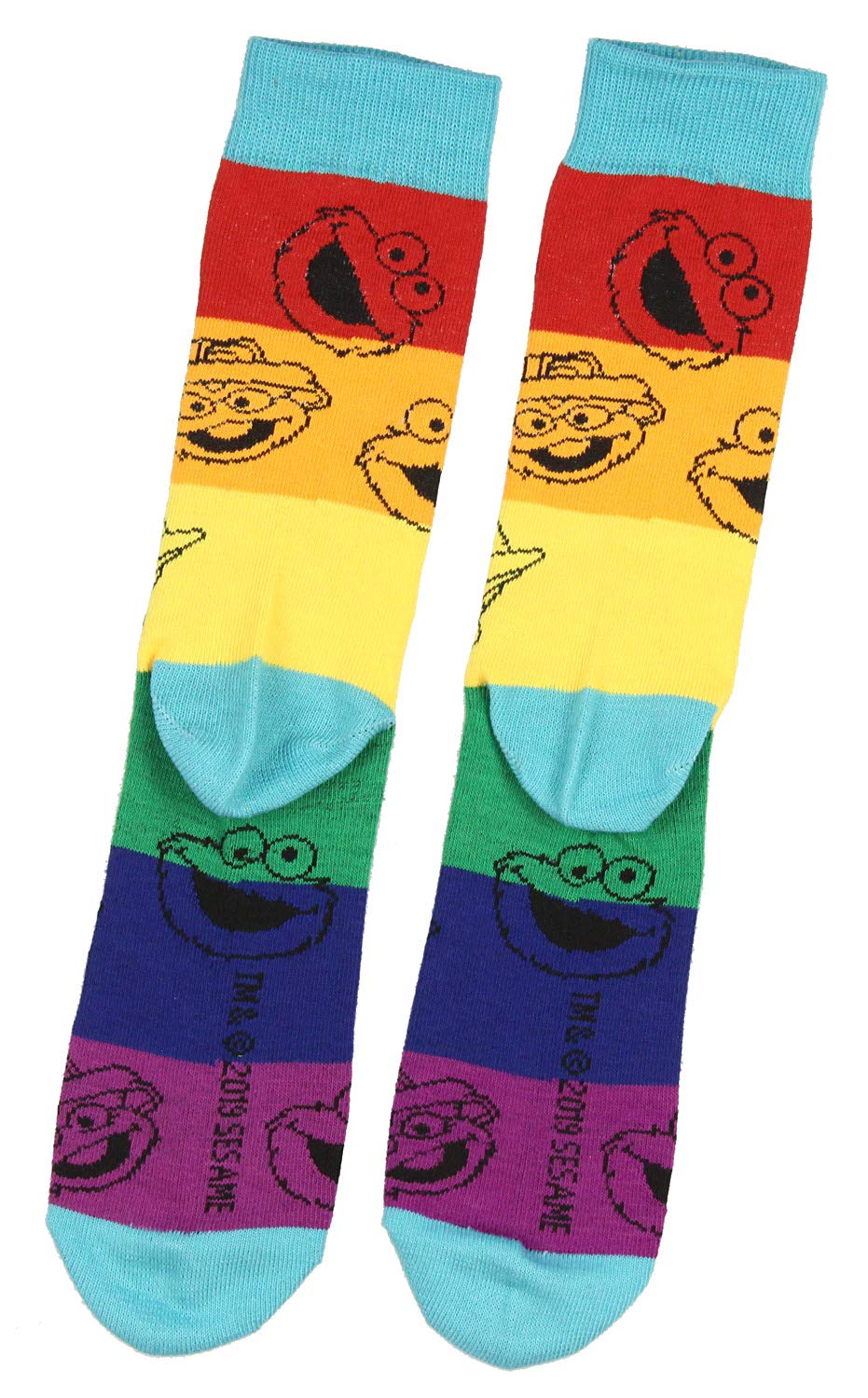 Bioworld Sesame Street nach Gestreift Farbe Charakter Köpfe Crew Socken für Männer für Frauen