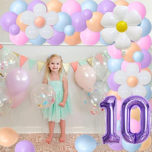 Miniatura 2 de 85 decoraciones de cumpleaños Groovy 10 cumpleaños, decoración de fiesta de un solo dígito morado para niñas, decoración de fiesta de un solo dígito
