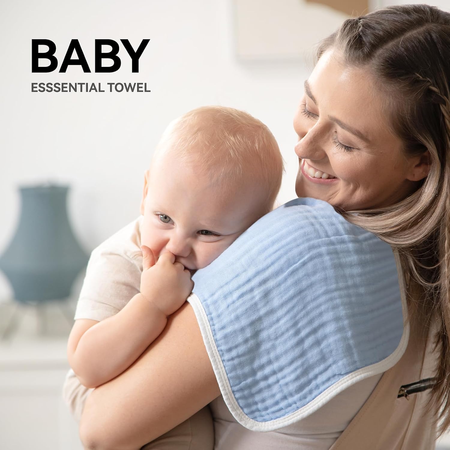 Synrroe Burp Cloths Large, Muslin Burp Cloths for Baby Girls and Boys, Pack of 4 Extra Absorbent and Soft Muslin, 6 Layers 20 by 10 Inches 100% Cotton (Blue-Grey 4 Pack) image 3
