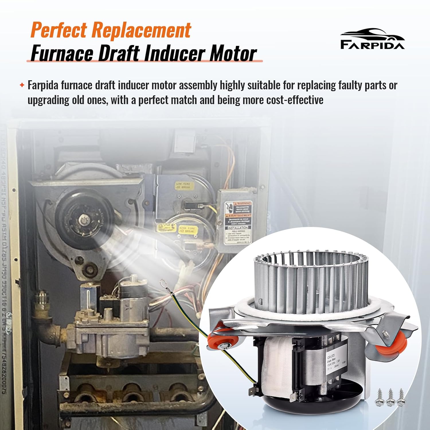 HC21ZE122A Draft Inducer Motor Kit Compatible with Carrier Jakel Bryant Payne Models 326628-763, HC21ZE127A, J238-112-11202, 326634-401, J238-150-15217, 326628763, 347822-763, HC21ZE127