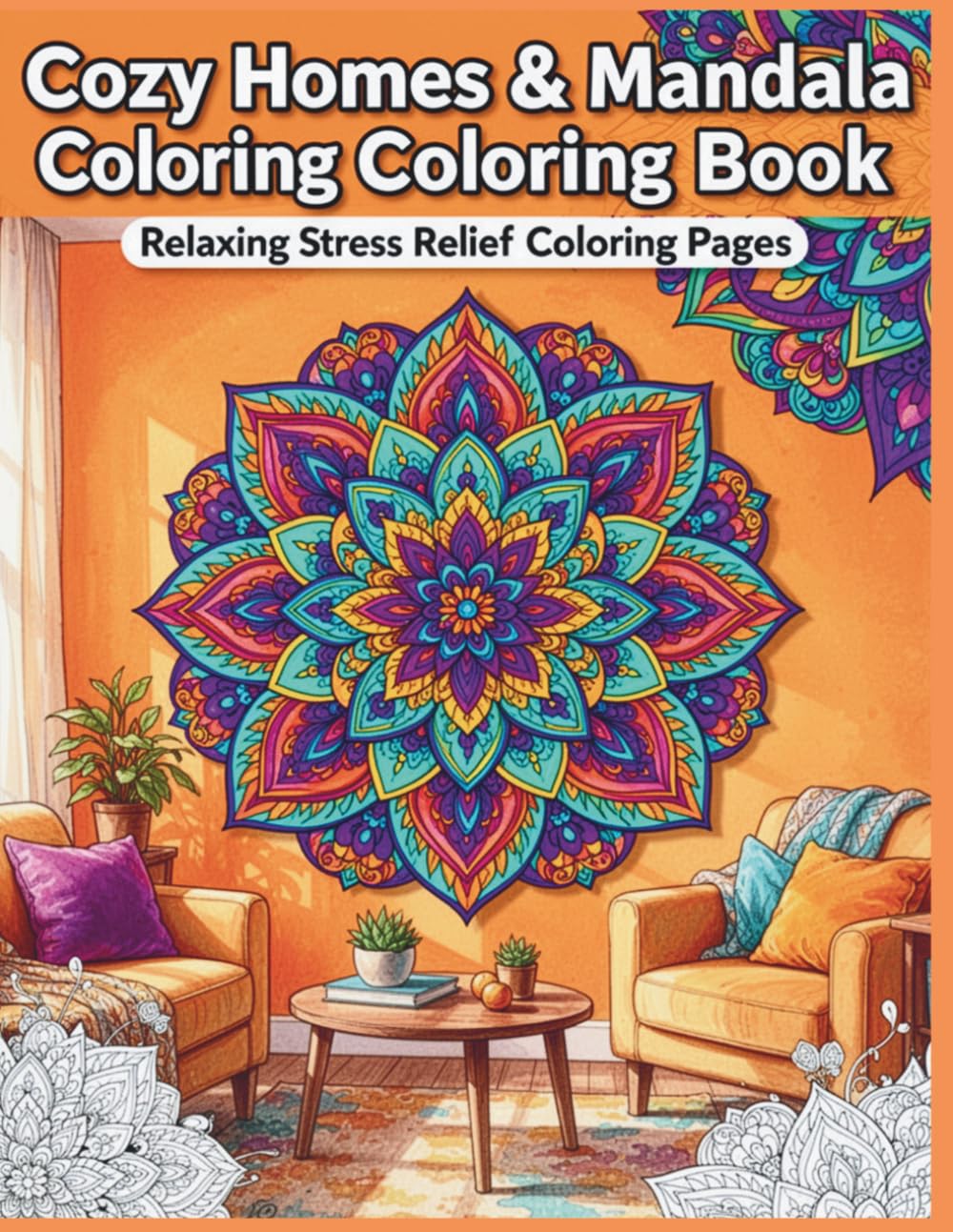Cozy Homes & Mandala Coloring Book: Relaxing Stress Relief Coloring Pages