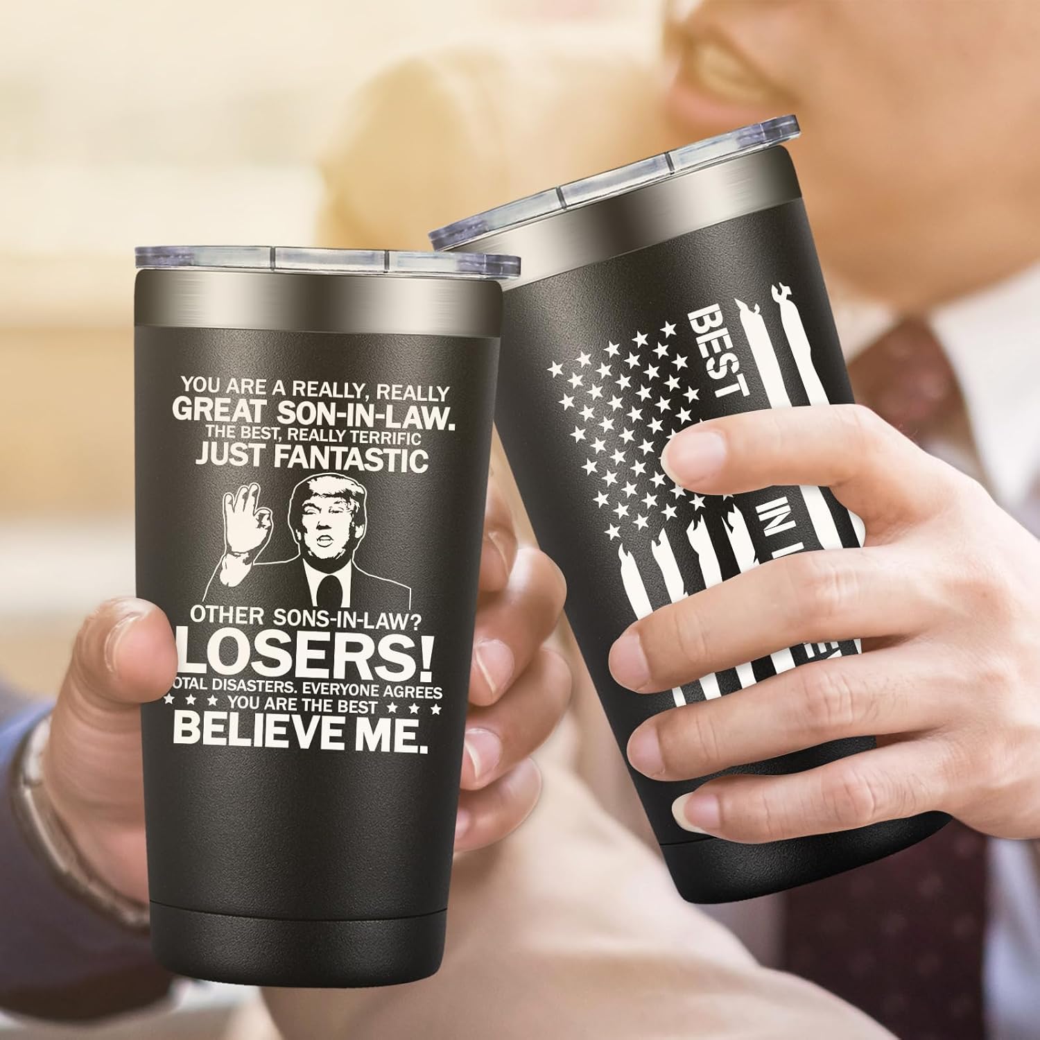 Grifarny Son in Law Gifts - Christmas, Fathers Day, Birthday Gifts for Son in Law - You Are a Really Really Great Soninlaw Tumbler Cup 20oz - Image 6