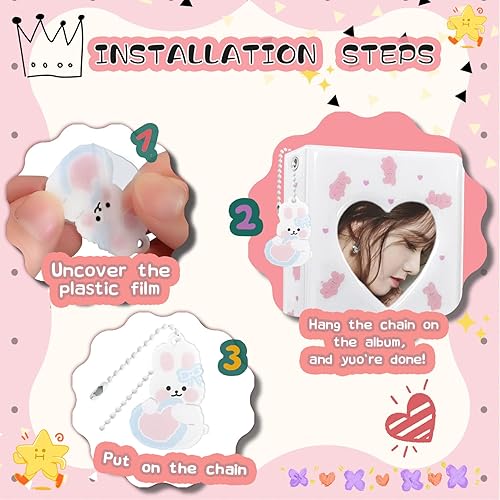 Miniatura 3 de Carpeta para tarjetas fotográficas Kpop de 3 pulgadas, bonito álbum de fotos, portátil, álbum de tarjetas de fotos Kpop con bonito colgante para