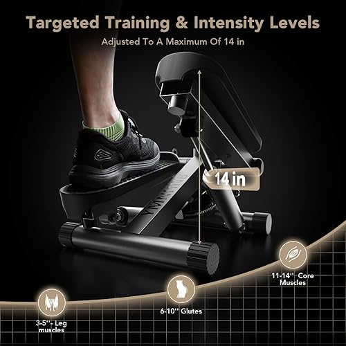 Miniatura 4 de Mini Stepper con bandas de resistencia, escalera de pasos para ejercicio en casa, máquina de fitness hidráulica compacta, altura de paso ajustable,