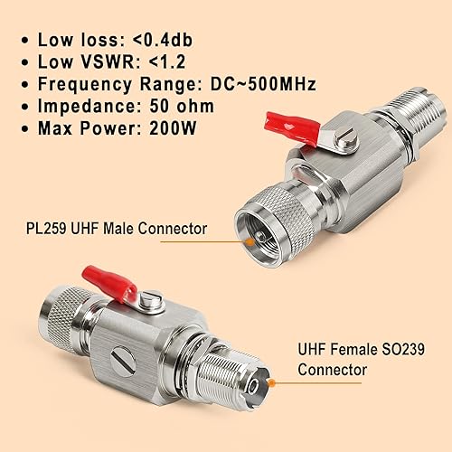 Miniatura 2 de XRDS-RF UHF Pararrayos PL-259 Protector contra sobretensiones de rayos PL259 Enchufe (UHF macho) a zócalo SO239 (UHF hembra) Pararrayos Pararrayos