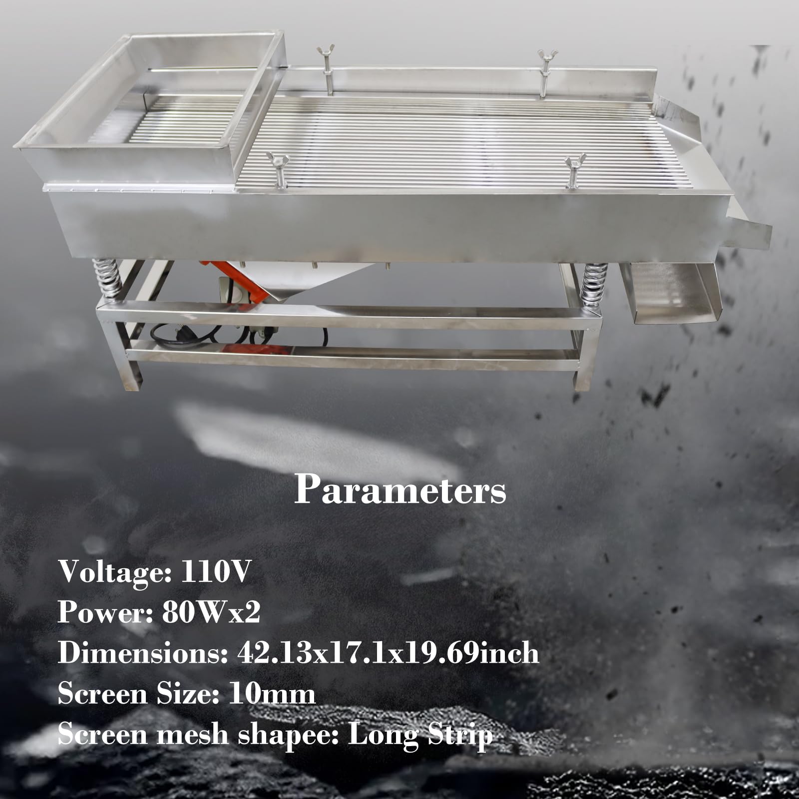 WYDDDARY Straight Vibrating Sieve Electric Linear Sifter Machine Stainless Steel Screen Shaker with 10mm Long Strip Mesh Single Layer Double Motors 110V