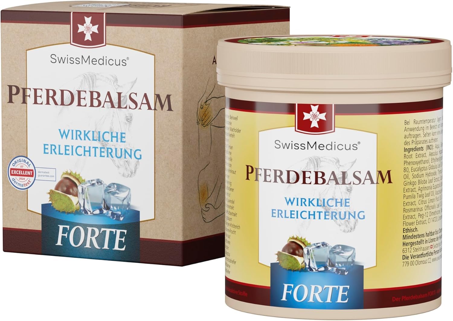 SwissMedicus - Balsamo di Cavallo - ALL’IPPOCASTANO - extra forte - pomata forte - 500 ml - contiene 25 estratti di erbe tra cui symphytum - ippocastano - ginepro - arnica Balsamo all'ippocastano cooling FORTE 500 ml (Confezione da 1)