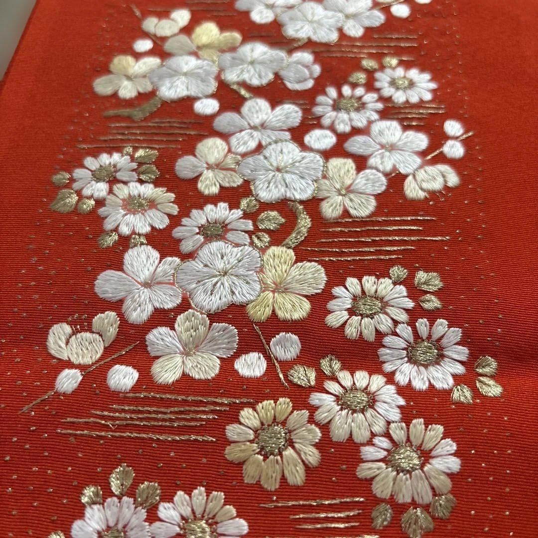 正絹 名古屋帯 弥栄織物謹製 ヨーロピアン唐草図案 ピンクベージュ お