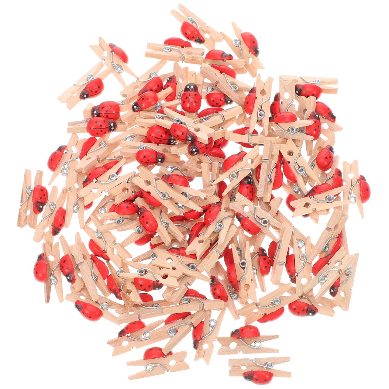 Veemoon 100 stücke Rot Wäscheklammern Woodsy Decor Mini Holz Wäscheklammern Marienkäfer Knöpfe Handwerk Kleine Wäscheklammern Bilder Holz Schöne Foto Clip Halter Foto Clips Kleine Clip Kleine Mantel