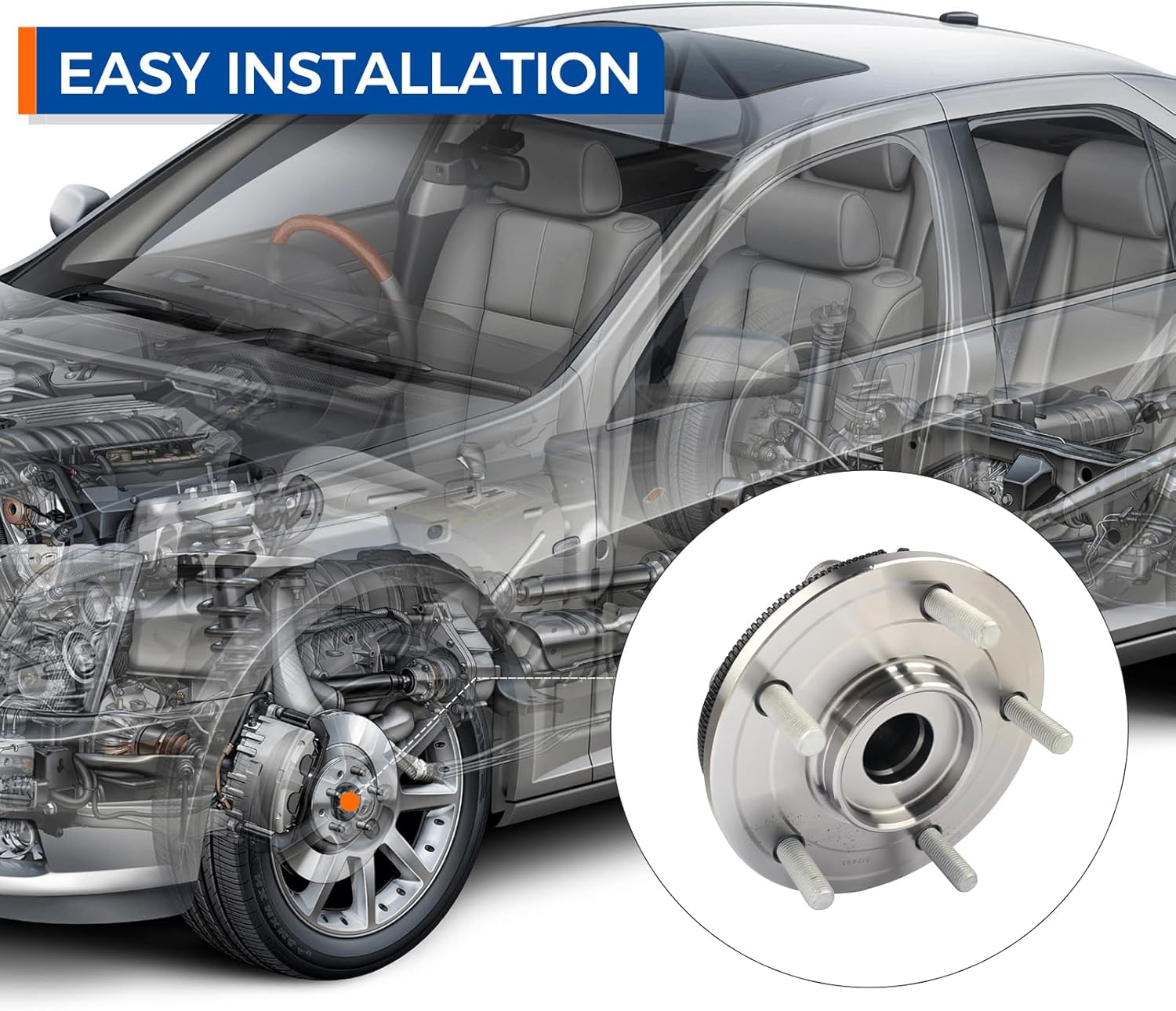 PAROD 512493 Rear Wheel Hub & Bearing Assembly Compatible with 2012-2016 Chrysler Town & Country, 2012-2020 Dodge Grand Caravan, 2012-2015 Ram C/V, 2012-2013 VW Routan w/ABS