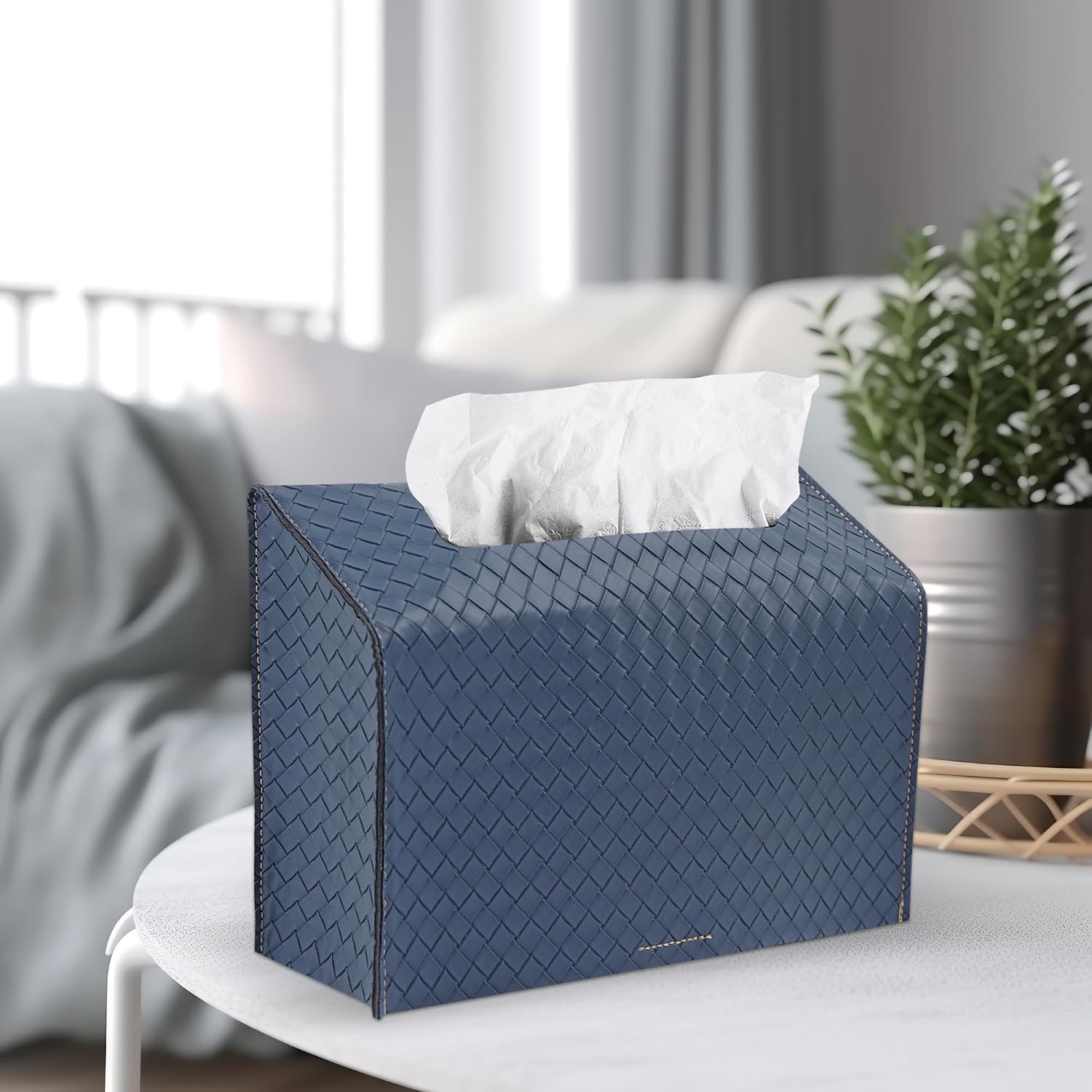 LIZIMANDU Leather Cover for Disposable Paper Hand Towel Box, Compatible with Kleenex Paper Hand Towel(1-Cloud Blue)