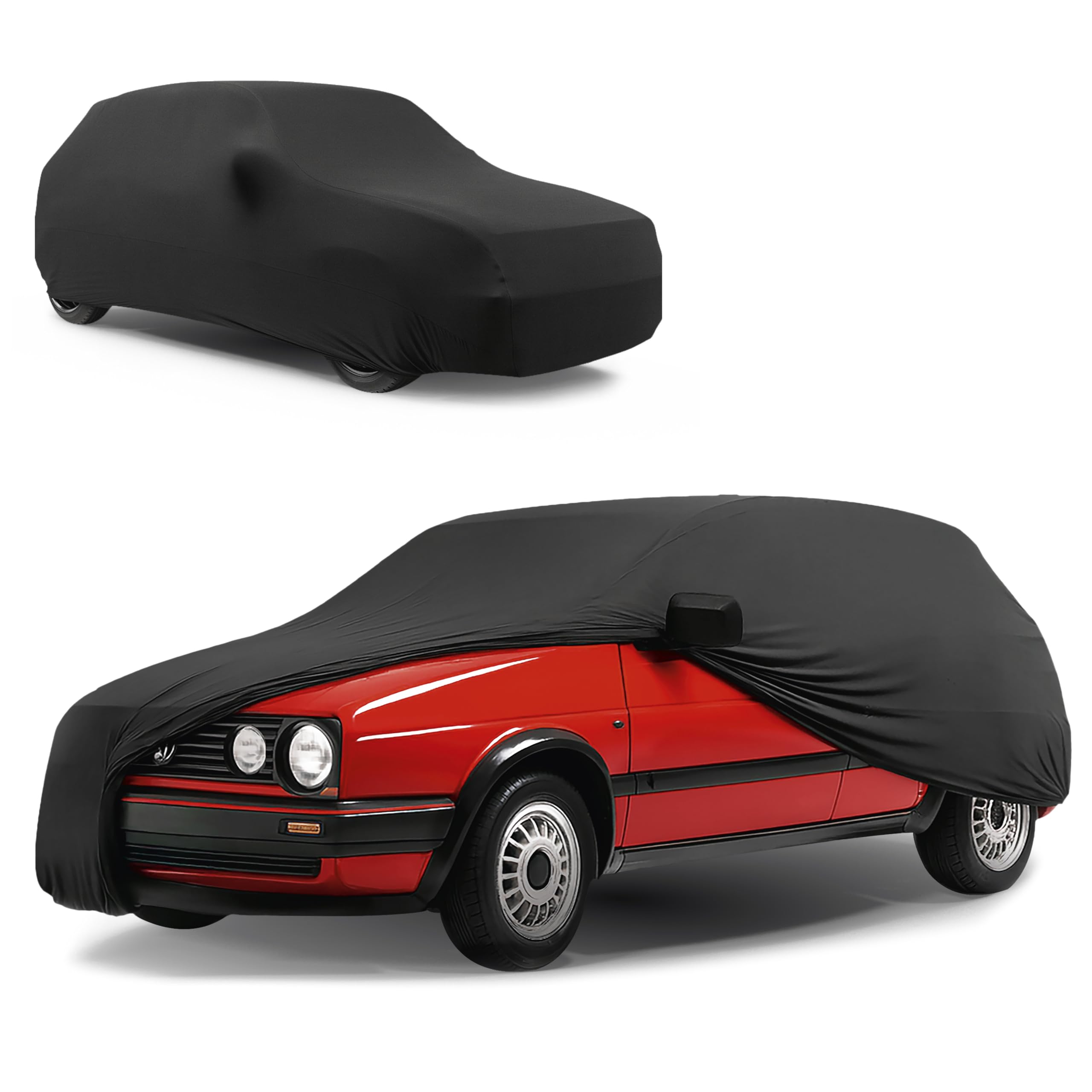 WALSER Abdeckung Auto Indoor Stretch, Autoabdeckung Winter, staubdichte Autogarage Abdeckung, Autoplane, Autogarage Schutzplane Winter, Schutzhülle für Auto, Wagen Abdeckplane Größe 1 schwarz