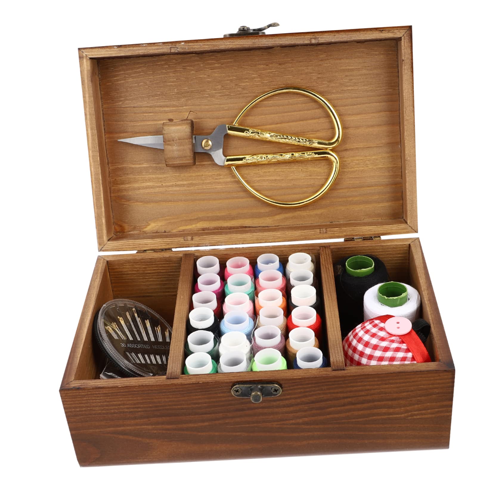 DOITOOL 2 Set Strumenti da Cucito Scatola Legno Kit Completo e Portatile per Cucito Diy Organizzatore per Casa