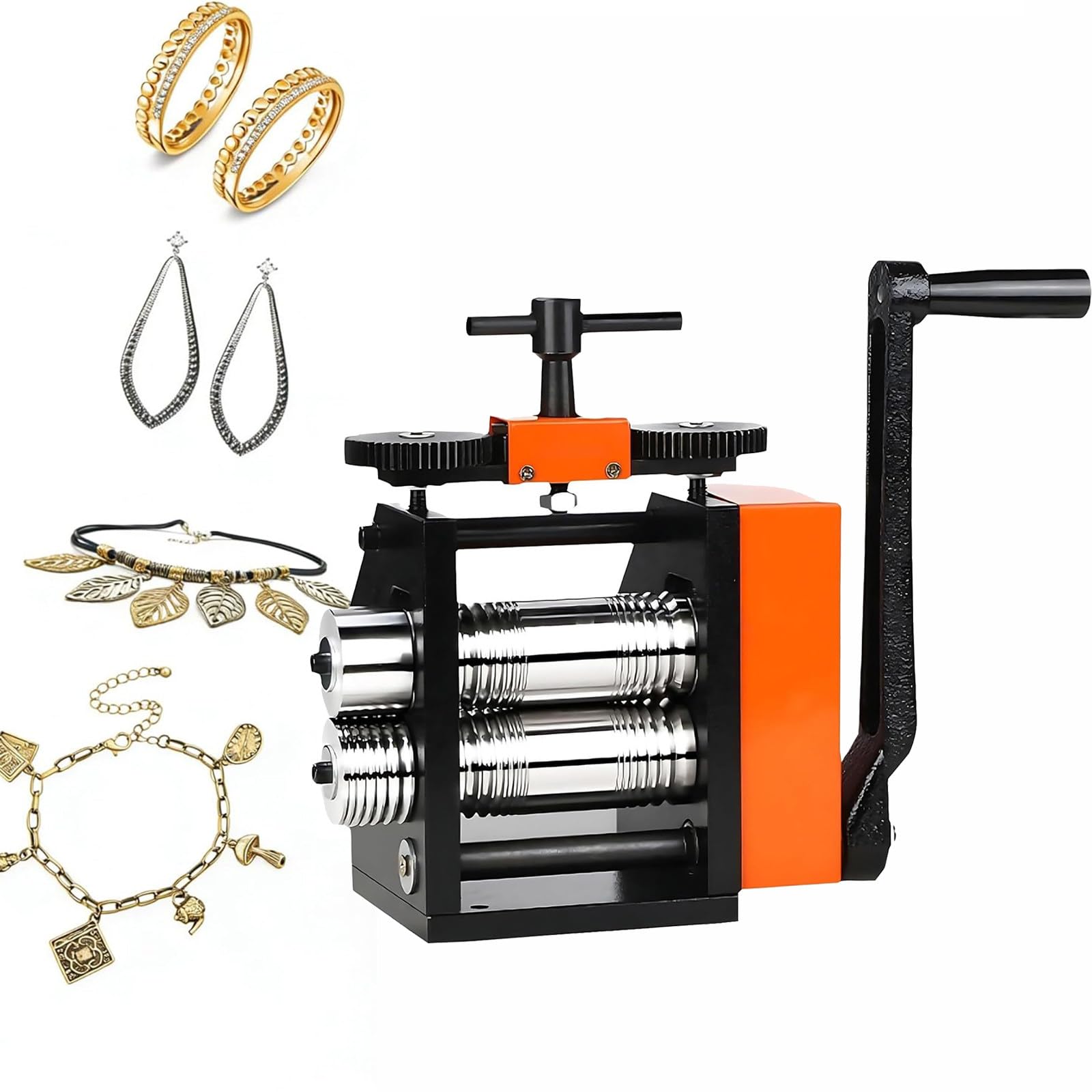 ZYLDDS Jewelry Rolling Mill Machine, 40mm Manual Rolling Mill Machine,Combination Rolling Mill Wire Flat Pattern Sheet Metal Jewelry Tool