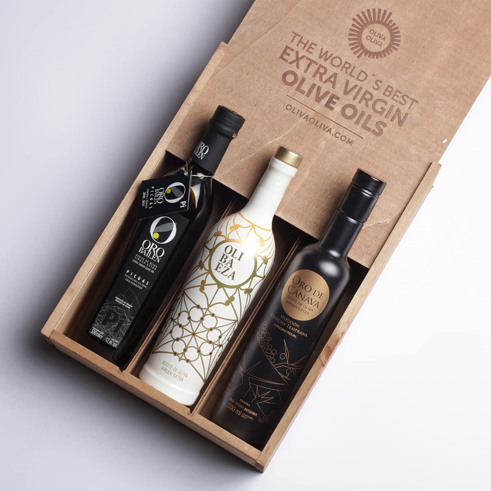 Najlepsze Oliwy z Oliwek Extra Virgin na świecie (Jaén Selección 2021) - Opakowanie 3 x 500 ml butelek (drewniane pudełko)