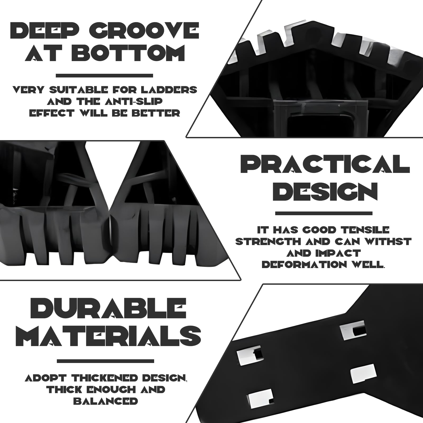 Antidérapant Couvercle De Pied Triangulaire En Fer, Coin De Pieds D'angle En Forme De L, Capuchons D'extrémité De Tube En Caoutchouc Noir Blanc Jaune Transparent 8 Pièces Butée D'échelle(Noir,25x25x3m