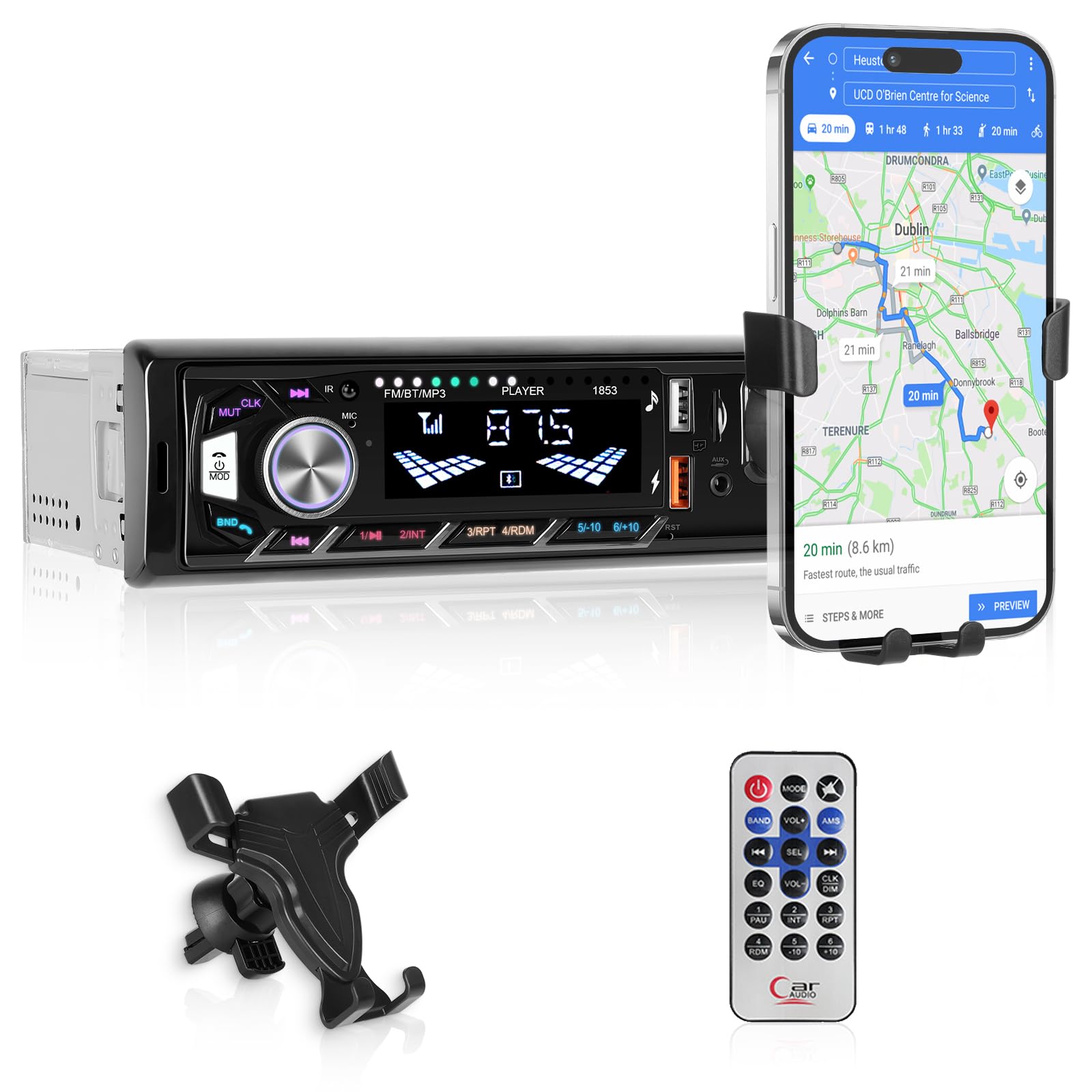 Amazon.co.jp: カーラジオ1ディンBluetooth 1DinカーオーディオFM