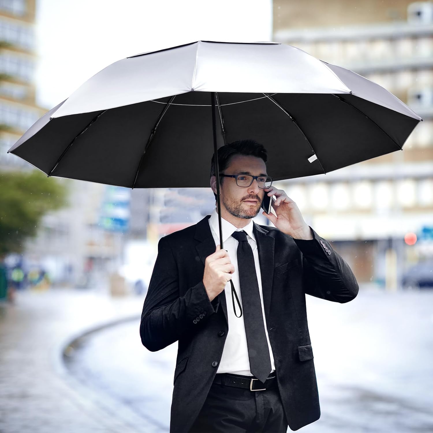 G4Free 42/46/54/62 Inch Large Golf Umbrella Compact Reverse Travel Umbrella 10 Ribs Windproof for Rain Double Canopy Automatic Open Close - Image 9