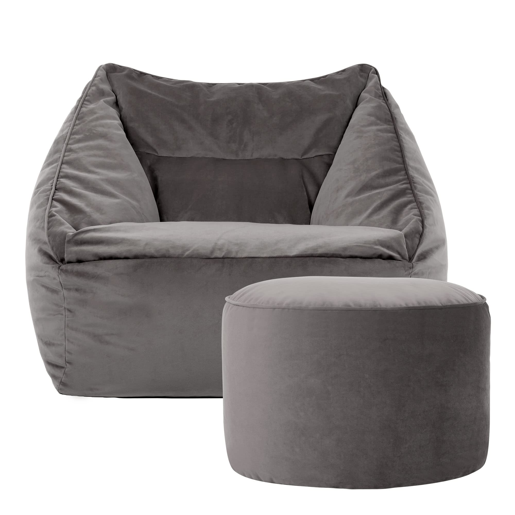 ICON Velvet Bean Bag Armchair and Pouffe - Dusk Pink - Adult