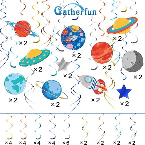Miniatura 2 de 30 decoraciones de fiesta espacial, decoraciones de remolinos colgantes del sistema solar, suministros de fiesta del espacio exterior, decoraciones