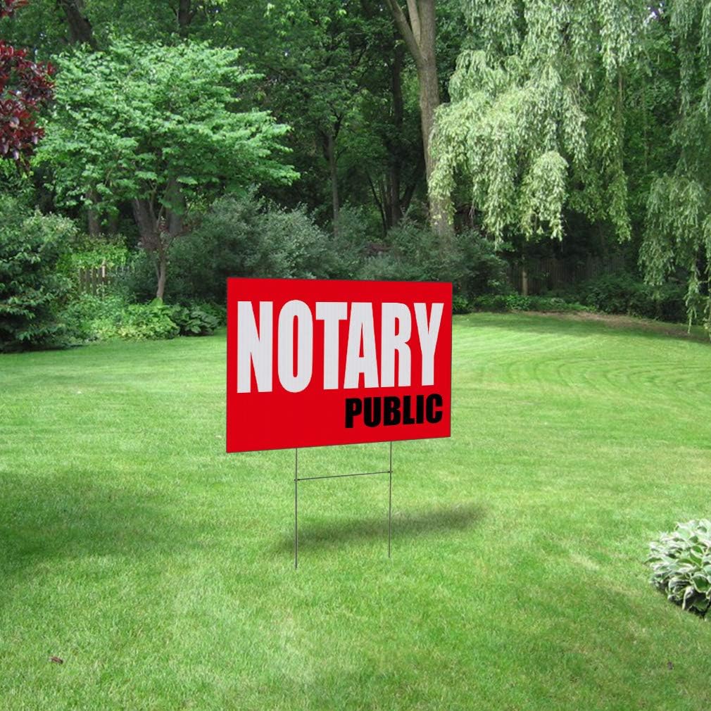 Weatherproof Yard Sign Notary Public Promotion Business B Red Lawn Garden General 18x12 Inches 2 Sides Print