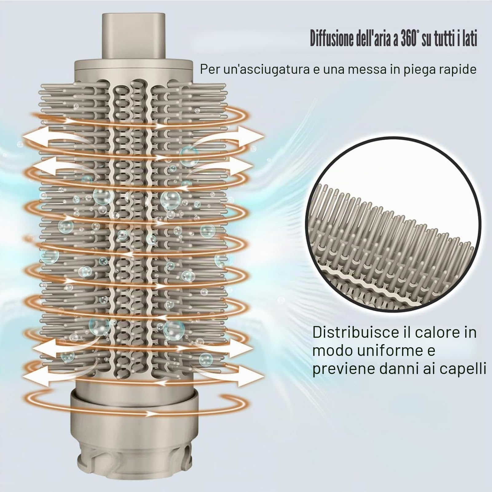 Spazzola volumizzante rotonda + ugelli per lisciare gli ugelli per Shark FlexStyle HD400 Series, accessori per rifinire i capelli lisci, lucidi e ricci voluminosi