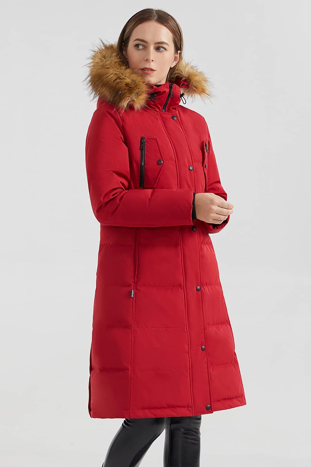 Orolay Women's Down Jacket Winter Long Coat Windproof Puffer Jacket with Fur Hood - Image 5