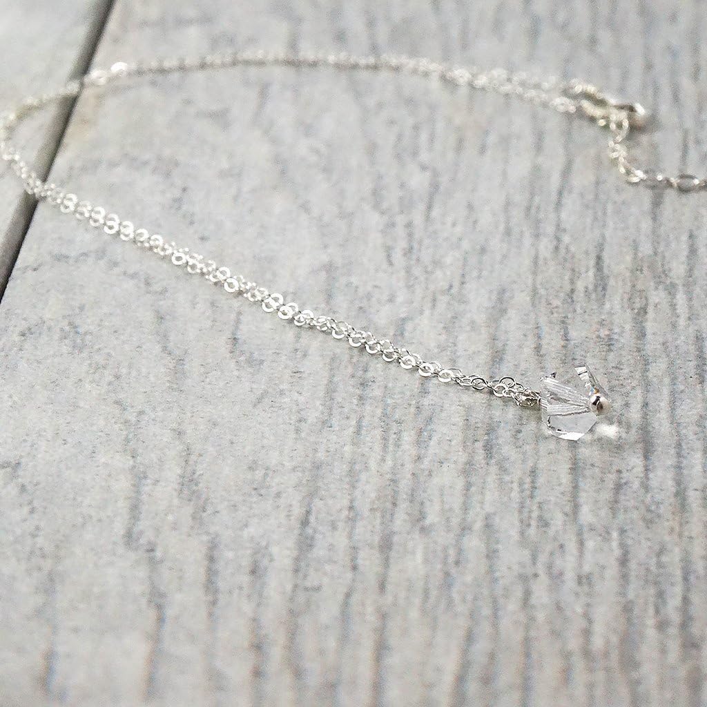 Designed by Stacey Handmade Simple Austrian Crystal Necklace, Dainty Pendant Necklace, Sterling Silver Jewelry, Cute Gifts for Her, Birthday, Homecoming, Just Because, 16 to 18" Adjustable Length - Image 2