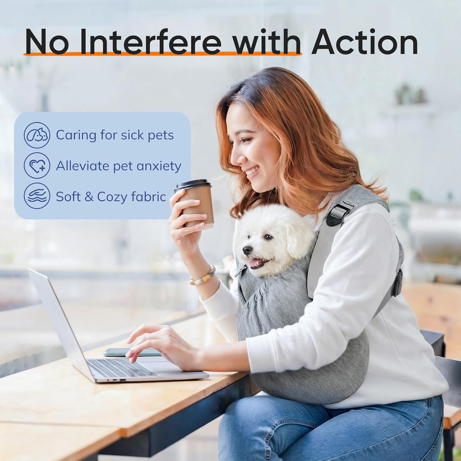 Supet Dog Sling Carrier, Hands Free Adjustable Puppy Pouch Extra Large Carrier, Soft Wearable Pet Front Bag for Dachshund & Teacup Dog, Anti-Anxiety Chest Carrier with Back Pain Relief (Grey, Plus)