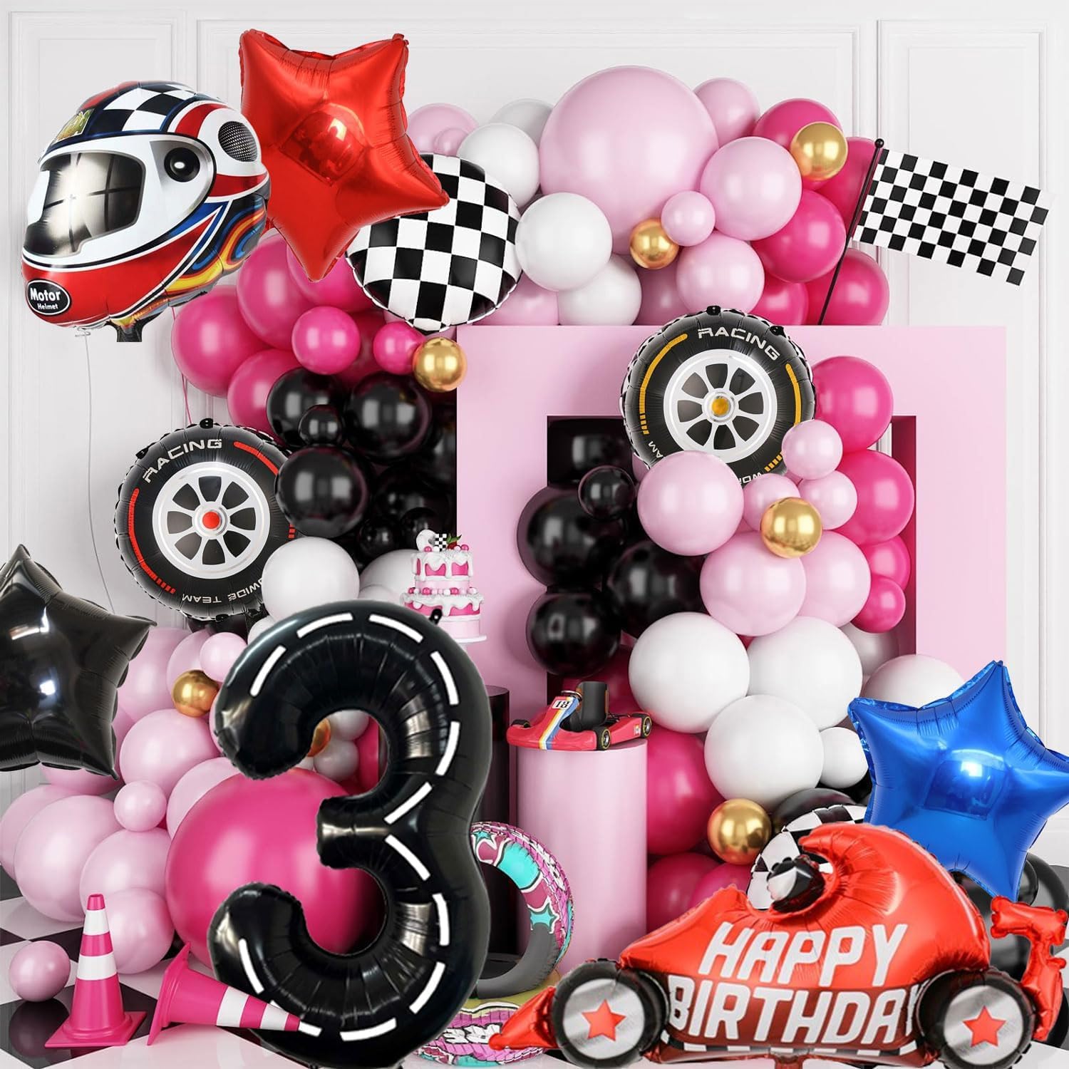 Kit ghirlanda di palloncini per auto da corsa, decorazioni per feste di compleanno a due velocità (118 pezzi) - Italia