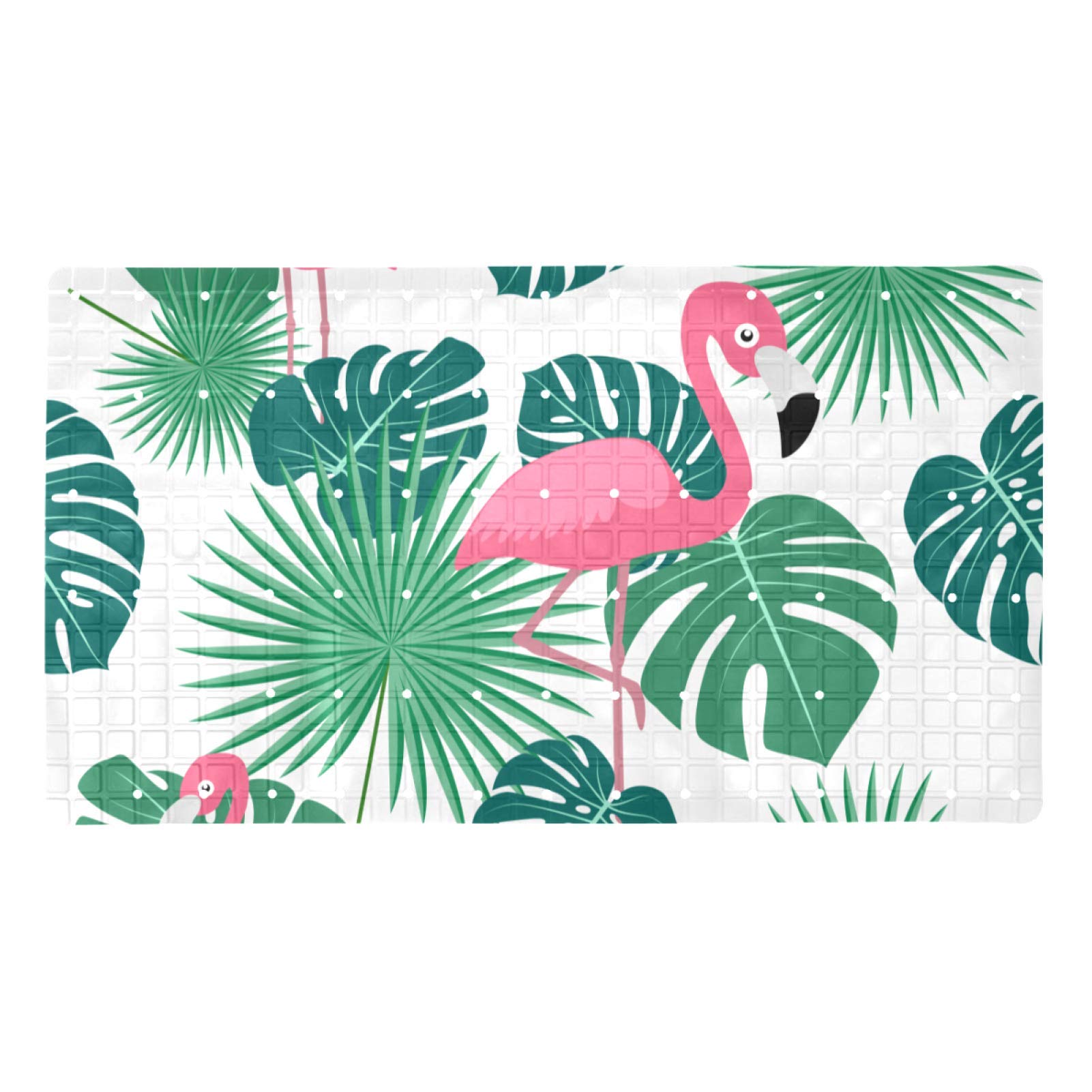 Tapis de bain Flamingo et Monstera antidérapant avec ventouses puissantes et sans BPA