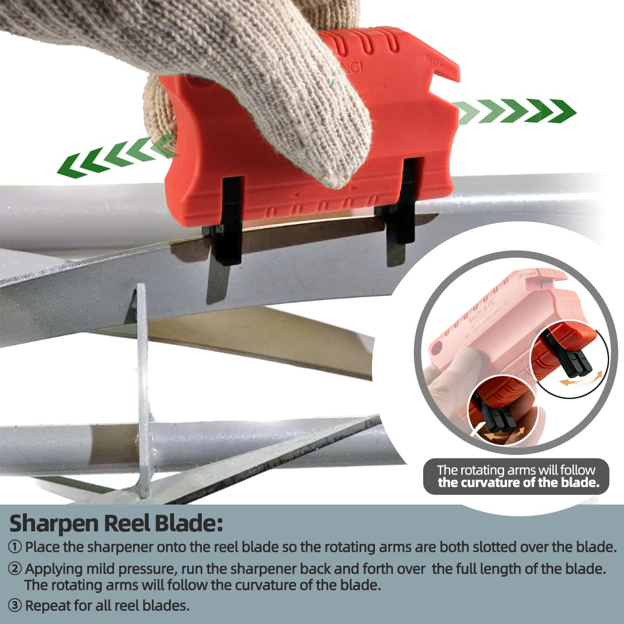 Afilador de cortacésped para cortacésped American Scotts Reel – Herramienta de afilado manual de hoja para cortacésped estadounidenses, grandes estados, Earthwise con carrete manual de empuje