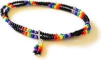 Vista 1 de Pulsera de tobillo arco iris colores orgullo LGBT semillas tobillera negro multi