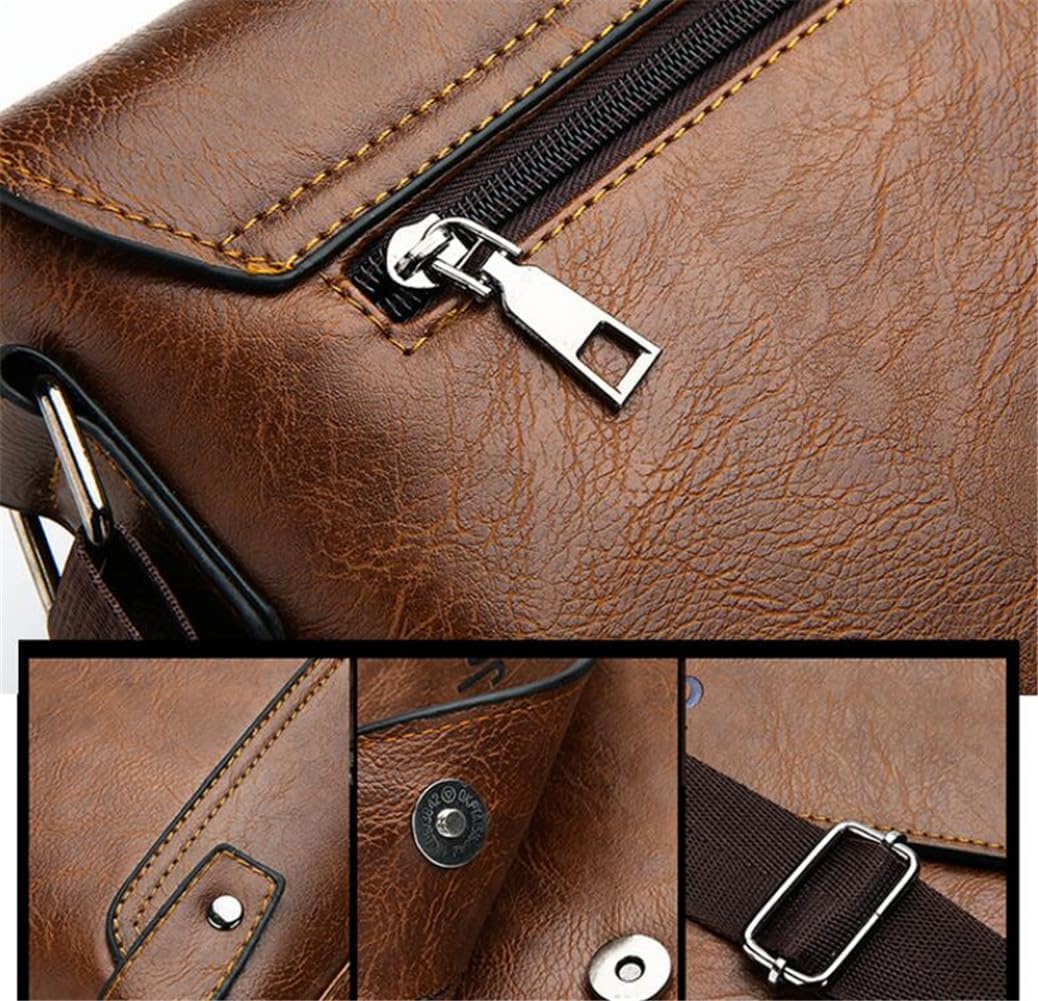 ショルダーバッグ PU レザー メンズ 肩掛けバッグ ワンショルダーバッグ iPad収納可 耐衝撃 人気 斜め掛けバッグ メッセンジャーバッグ 大容量 多機能 カジュアル アウトドア メンズバッグ (A)