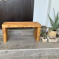 Vista 7 de Banco para 2 personas al aire libre, estilo vintage hecho a mano, resistente y hermoso.