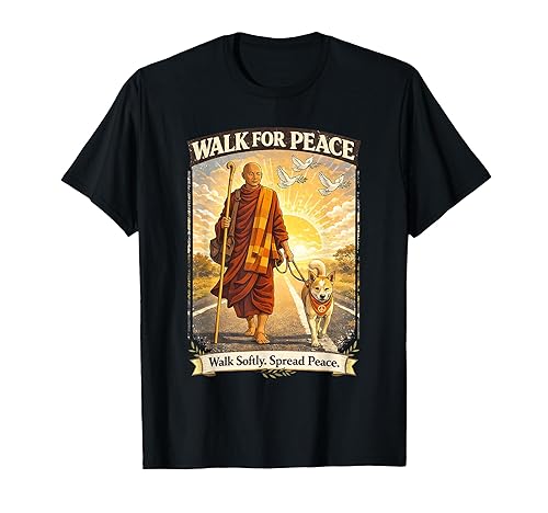 Walk for Peace Monks with Aloka The Peace Dog T-Shirt