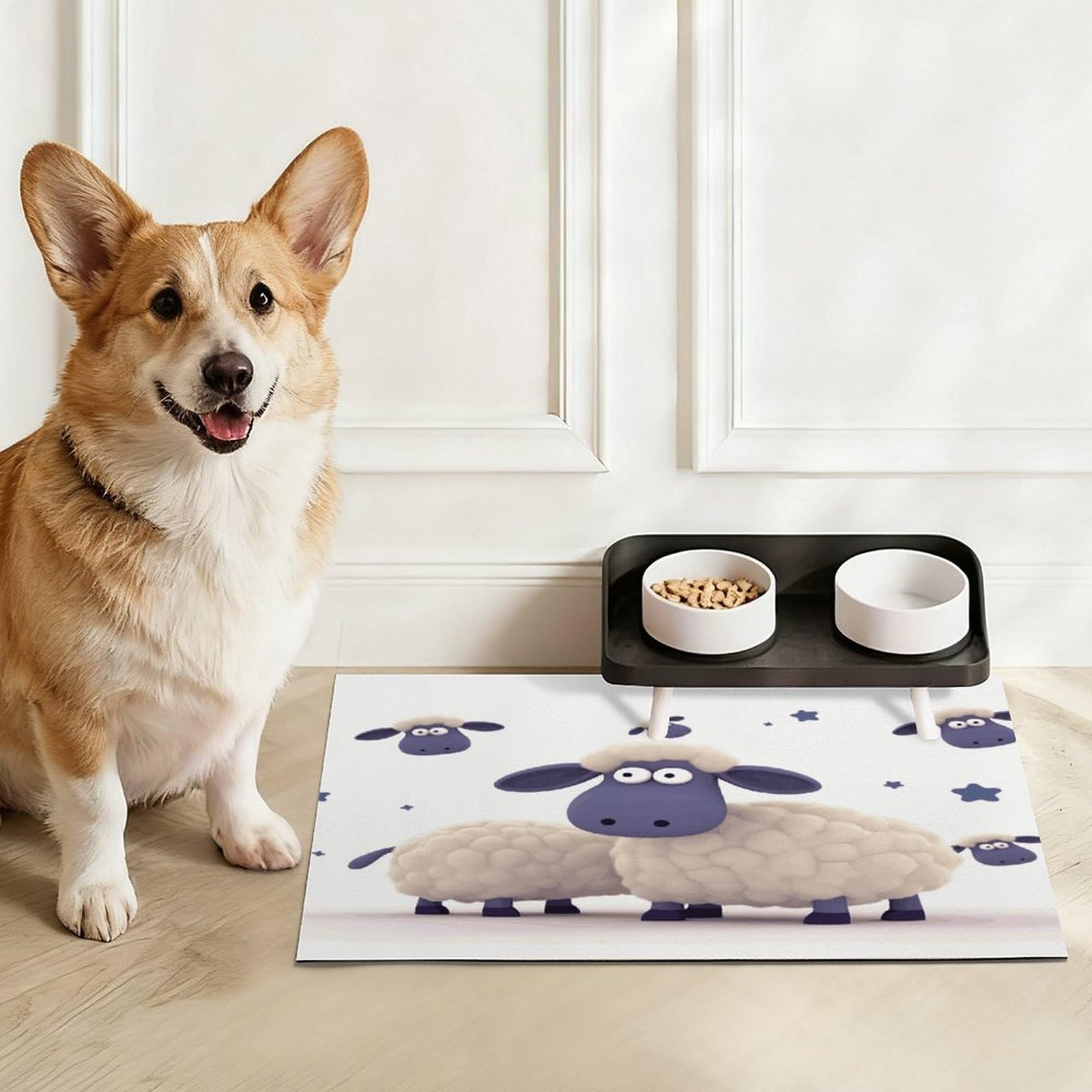 Tapis de nourriture pour chat et mouton - Tapis d'alimentation antidérapant pour chien et chat - Facile à nettoyer pour la nourriture et l'eau - 43,2 x 76,2 cm