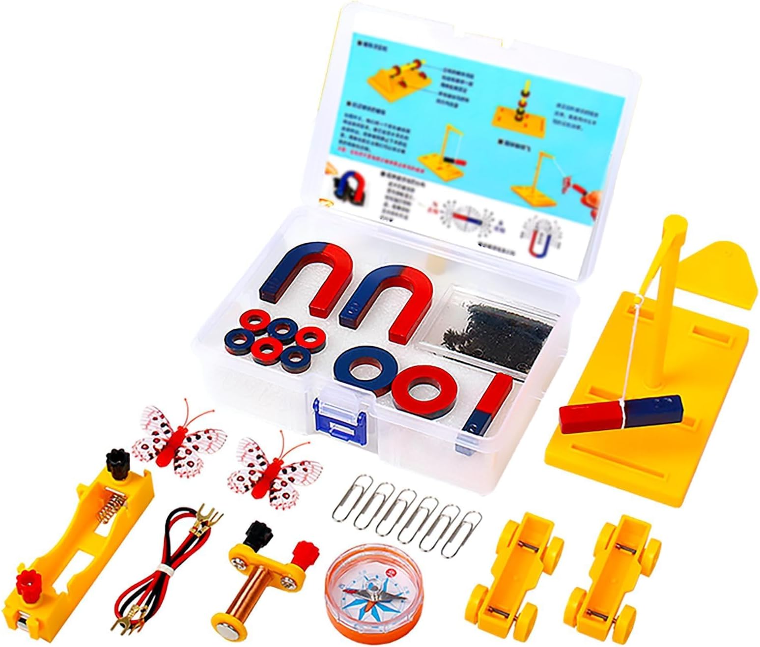 Khazna Science Electromagnet Kit for Kids, Electricity and Magnetism Experiment Kit, Physics STEM Kit, Educational Science Experiment Magnet Set, Includes Magnet/Compass/Circuit ect
