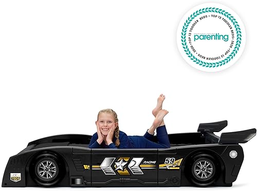 Miniatura 5 de Delta Children Grand Prix Race Car - Cama para niños pequeños e individual, colchón individual de espuma viscoelástica negro de 6 pulgadas Snooze