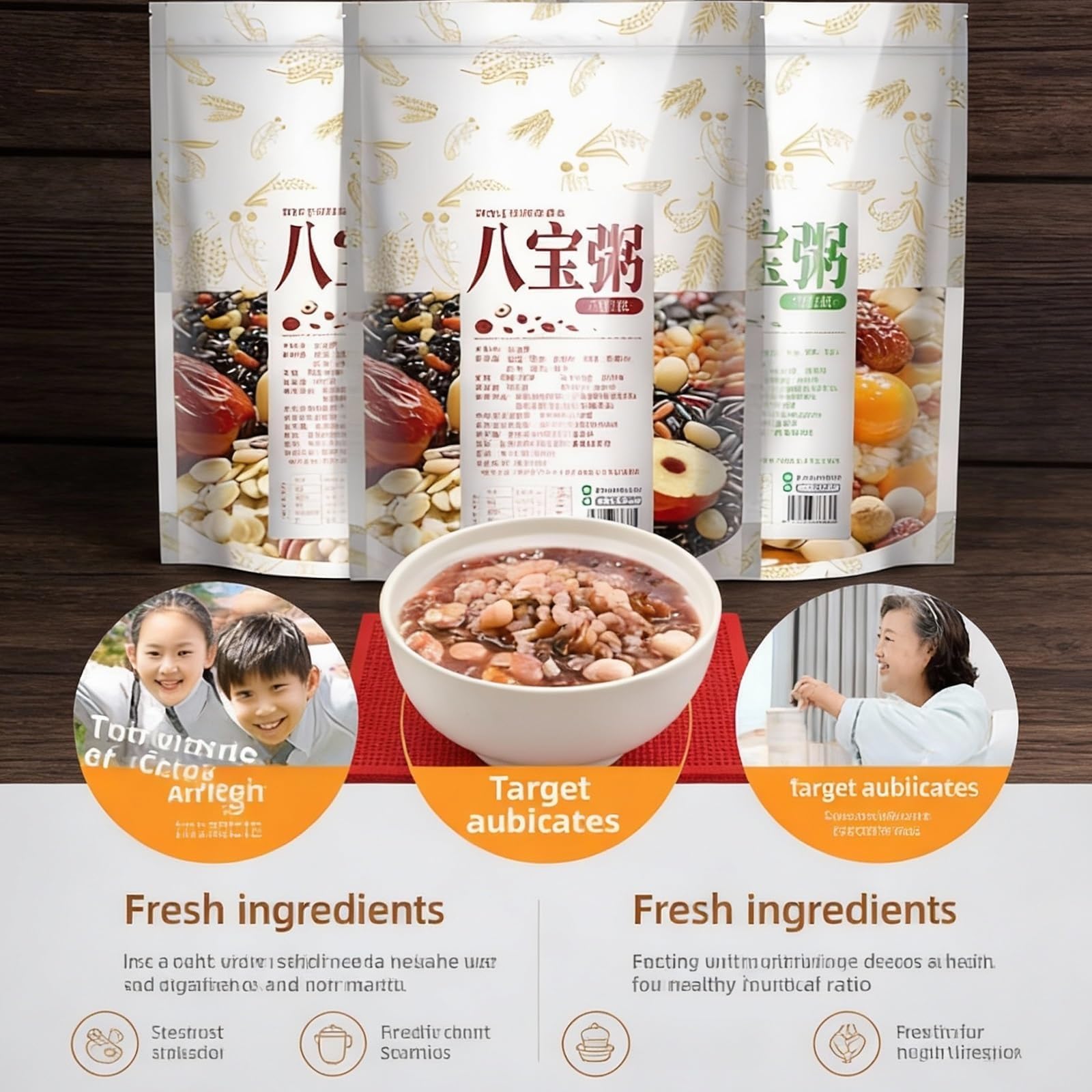 3 Bolsas De 500 G De Mezcla De Gachas Eight Treasure, Cereales Integrales De Fácil Cocción, Sellado Al Vacío, Desayuno Y Merienda
