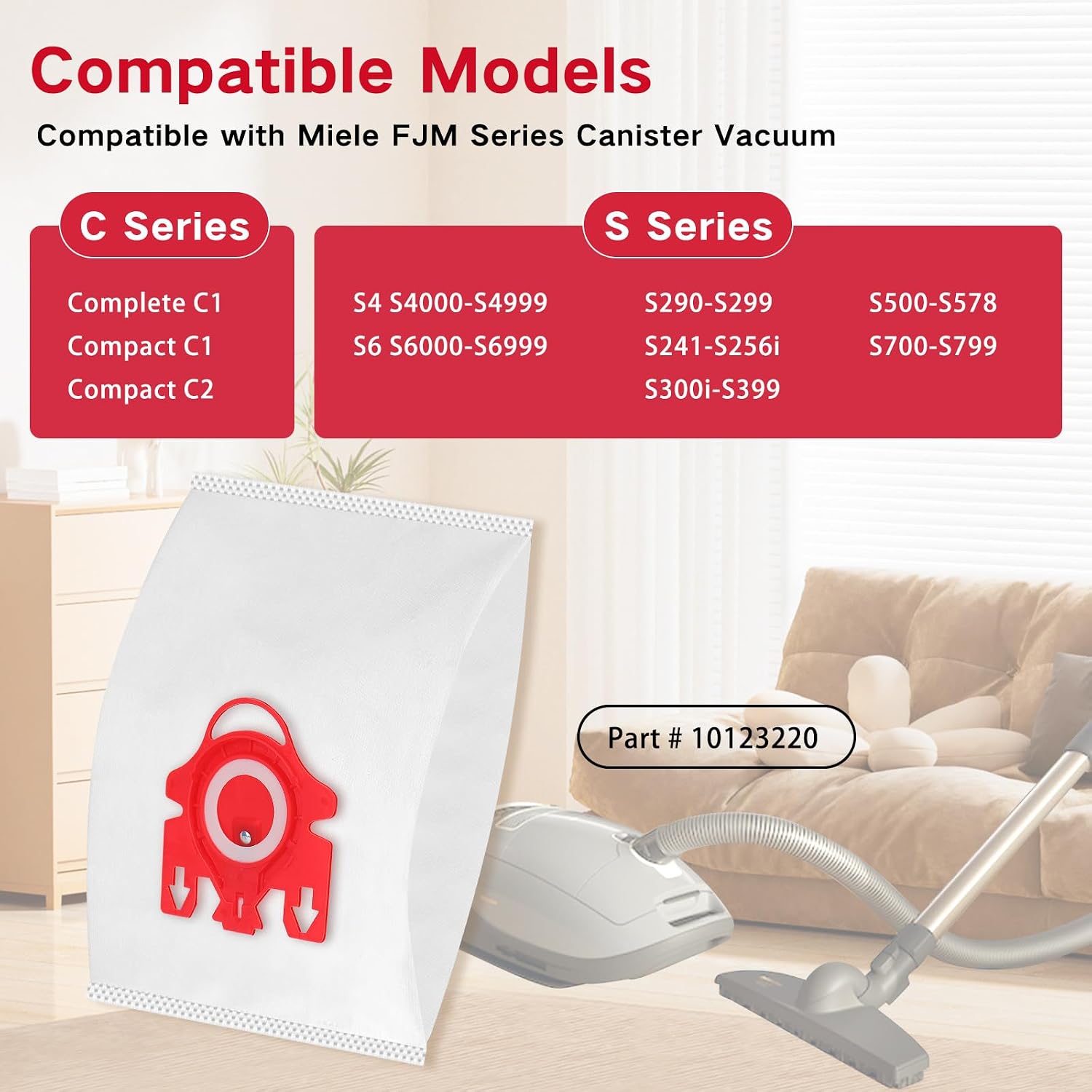 14 Pack 3D Airclean FJM Vacuum Bags Compatible with Miele Complete C1, Compact C1, Compact C2, S241 S290 S300i S500 S700, S4 S6 Series Dust Bags with 4 Motor Protection Filters, 4 Exhaust Filters image 2