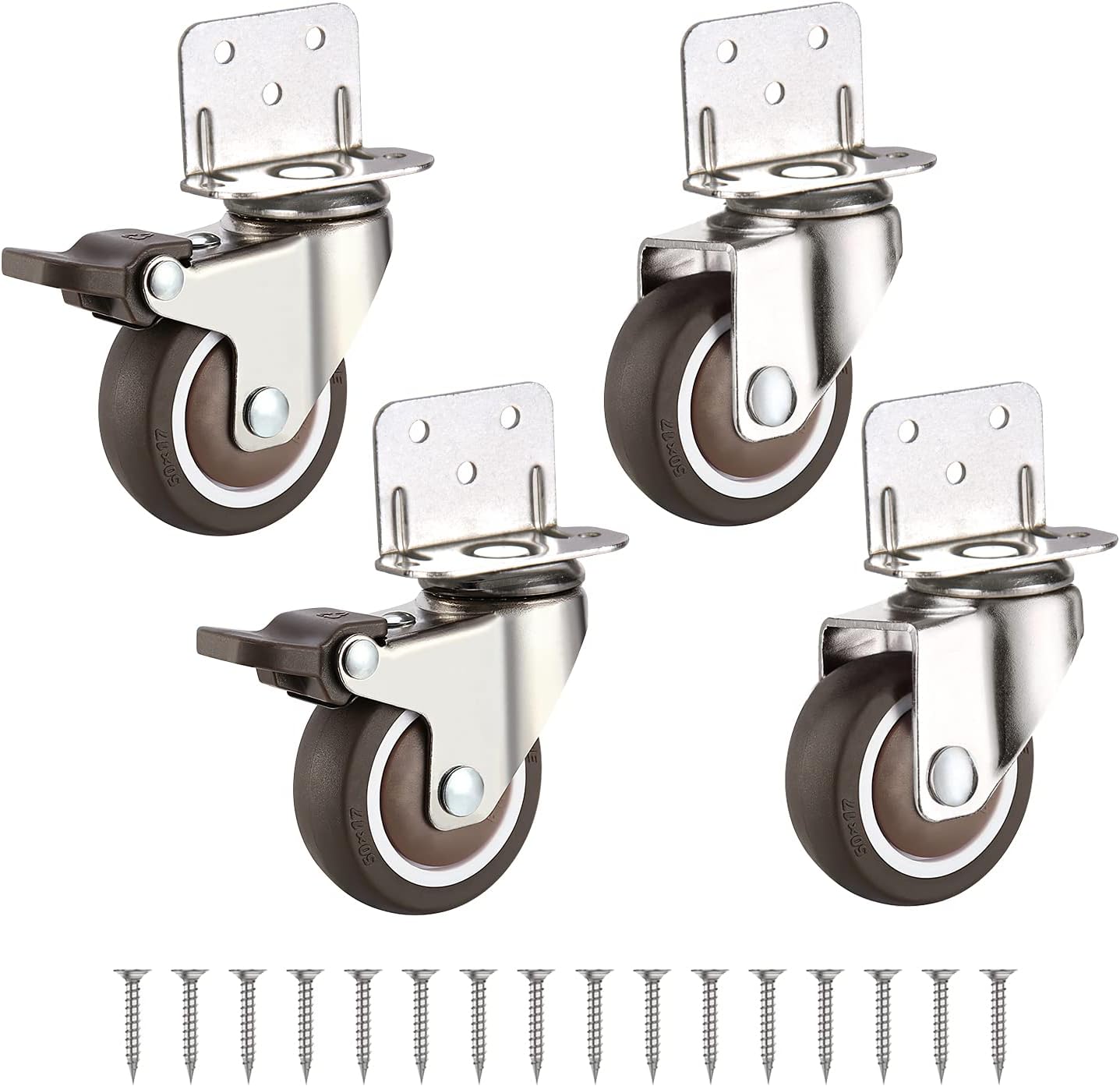 Small Swivel Castor Wheels Trolley 25mm DSL Heavy Duty Caster Wheels Set of 4 Rubbered Wheels