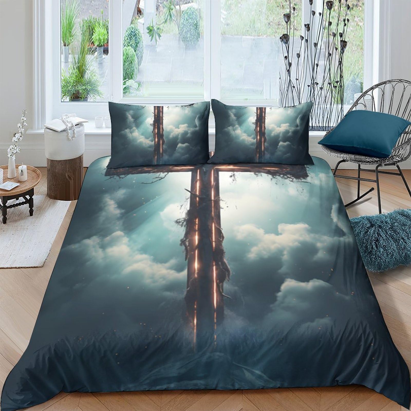 Ctjqhvkz Style-2 3D Printed Sky Tower Fitted Sheet Microfiber Soft Dark Clouds Mattress Cover For Bedroom Guestroom Decor Single（135X200cm）