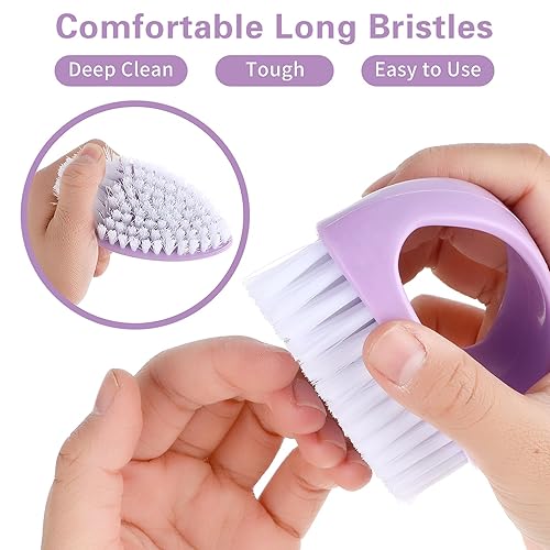 Miniatura 6 de Cobee Paquete de 2 cepillos de mano para limpiar las uñas, cerdas rígidas duraderas, cepillo limpiador de uñas con asa, limpiador de uñas profundas